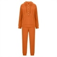 thumbnail image 5 of Brondbend Sweatsuits Women 2 Piece Outfit Women's Track Suits Long Sleeve Hooded Solid Color Button Pocket Pullover Sweatshirt and Casual Sweatpant Outfits Loose Fall Workout Set,Orange, 5 of 5
