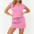 thumbnail image 6 of QATAINLAV Women's Two Piece Skirt Sets Summer Vacation Outfits Travel Tennis Golf Skorts Cap Sleeve Tops and Skirts Lounge Sets Pink XL, 6 of 7