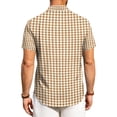 thumbnail image 6 of Fabrcox Mens Button Down Shirts Short Sleeve Plaid Collared Mens Fishing Shirts Summer Color Block Lightweight Men's Sun Shirt Brown XXXL, 6 of 6