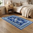 thumbnail image 2 of ODIKA 5'x7' Washable Area Rug Blue White Chinoiserie Cobalt Floral Porcelain Vase with Peony and Vine Scrolls for Dining Room, Under Table, Home Office, Non-Slip Chair-Friendly, 2 of 7