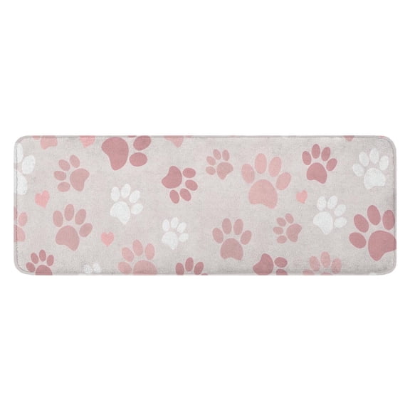 Pink Dog Paw Kitchen Rug Mat,Kitchen Runner Rugs Non Skid Washable,Decorative Kitchen Floor Mats for Kitchen,Sink,Laundry,17"x47.2"