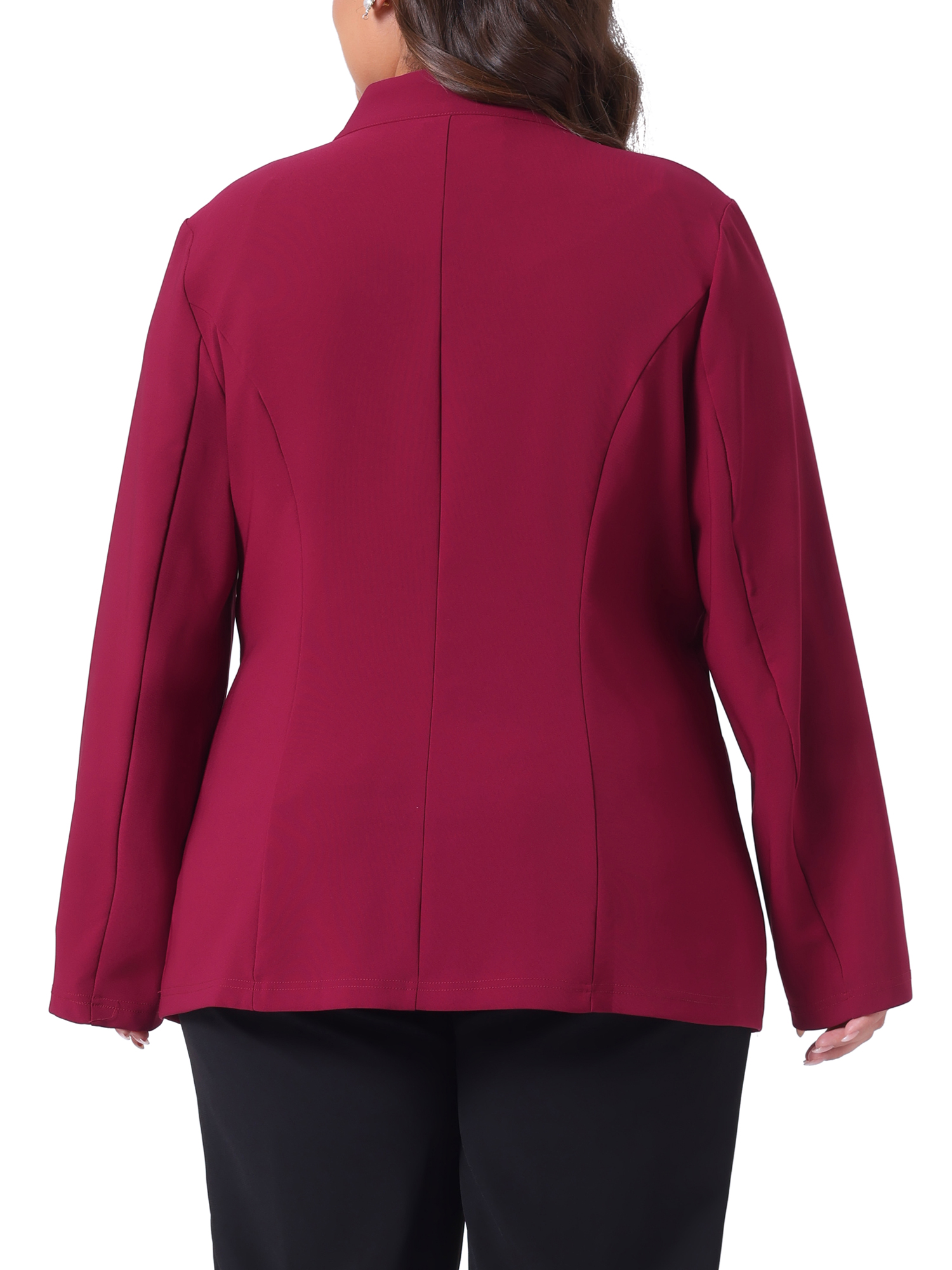 DARING DIVA Women's Plus Size Office Work Button Long Sleeve 4X Burgundy