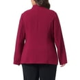 thumbnail image 4 of DARING DIVA Women's Plus Business Suit Blazer Work Black Jackets Burgundy 1X, 4 of 6