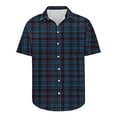 thumbnail image 4 of Mens Plaid Shirts Summer Loose Tshirt Tops Short Sleeve Blouse Button Doen Outfits Lapel Collar Clothings Trendy Loose Blouses, 4 of 4