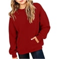thumbnail image 5 of Abtuhar Fall Winter Sweatshirt Pullover for Middle Big Girls Solid Long Sleeve Crew Neck Tops with Side Pockets for 5-15 Years, 5 of 5