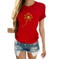 thumbnail image 1 of UKAP Ladies Tops Short Sleeve T Shirts Crew Neck Vintage Summer Tee Red M, 1 of 2