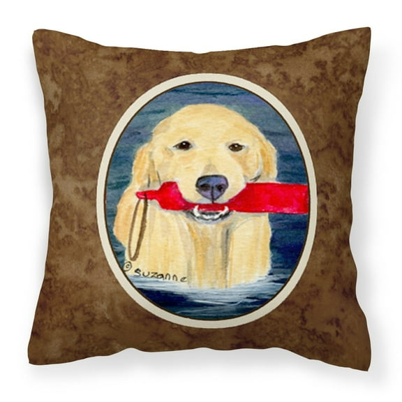 Carolines Treasures SS8868PW1414 Golden Retriever Fabric Decorative Pillow, 14Hx14W, multicolor
