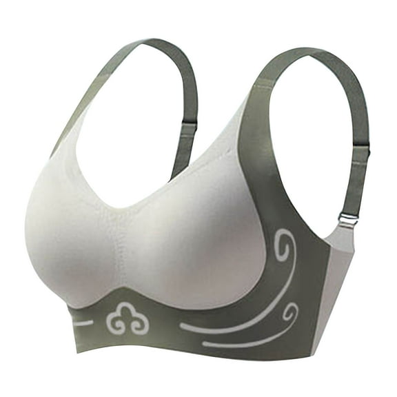 TFEOQRY Sports Bras for Women Color Blocked Seamless Underwear Bra Full Coverage Brassiere Tops Underwear Olive Green