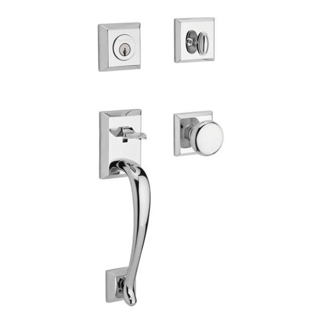 Baldwin FDNAPXROUTSR260 Reserve Full Dummy Handleset Napa x Round with Traditional Square Rose in Bright Chrome Finish 
