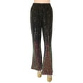 thumbnail image 3 of LRen Sequin Pants for Women Flare High Waisted Pull On Elastic Waist Party Club Mardi Gras Night Out Dance Stretch Pants, 3 of 8