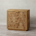 thumbnail image 7 of COZAYH Burl Finish 3 Drawer Nightstand, Rustic Farmhouse Dresser with Metal Handles, Vintage Accent Wood Storage Bedside Table for Bedroom, Fully Assembled, Brown, 7 of 7