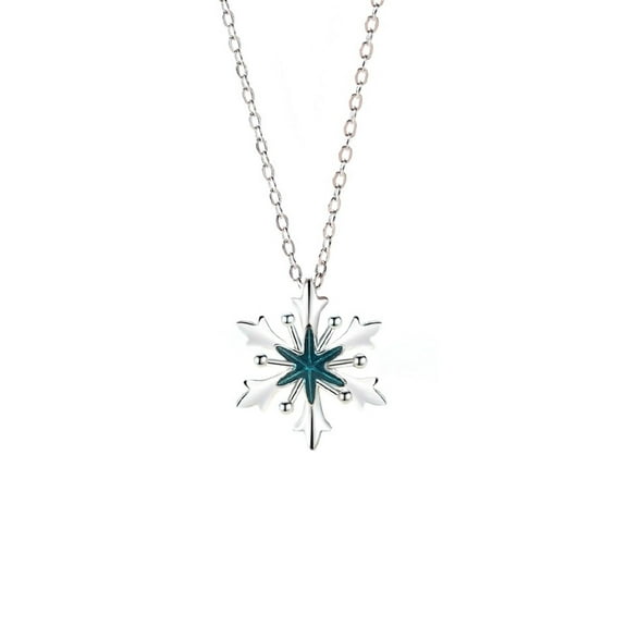 Bellitia Jewelry 925 Sterling Silver Pendant Necklace Hexagonal Star Necklaces Blue Snowflake Necklace for Women, Snow Necklace for Mother Daughter Girlfriend Anniversary Valentine's Day Gifts