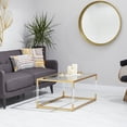 thumbnail image 3 of DecMode 46" x 19" Gold Metal Open Framed Coffee Table with Clear Glass Top and Acrylic Legs, 1-Piece, 3 of 12