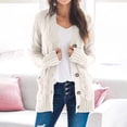 thumbnail image 2 of 2023 Clearance Women‘s Open Front Cardigan Sweaters  Fashion Long Sleeve Button Down Cardigans Fall Winter Cable Knit Chunky Warm Outwear Coats with Pockets, 2 of 7