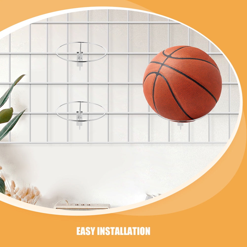 LABSERRON 8Pcs Silver Sports Ball Storage Rack for Basketball Volleyball Soccer Display