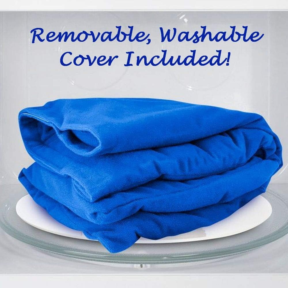 ComfortCloud Microwavable Xl Heating Pad for Neck and Shoulders and Back, Natural Moist Heat Therapy Pads with Washable Cover, 22" X 13" Blue, 1 Ct