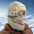 thumbnail image 2 of XIAOCHA Goggle‑Compatible Trapper Hat for Women Padded‑Shell Fall‑Winter Bonnet,Khaki, 2 of 5