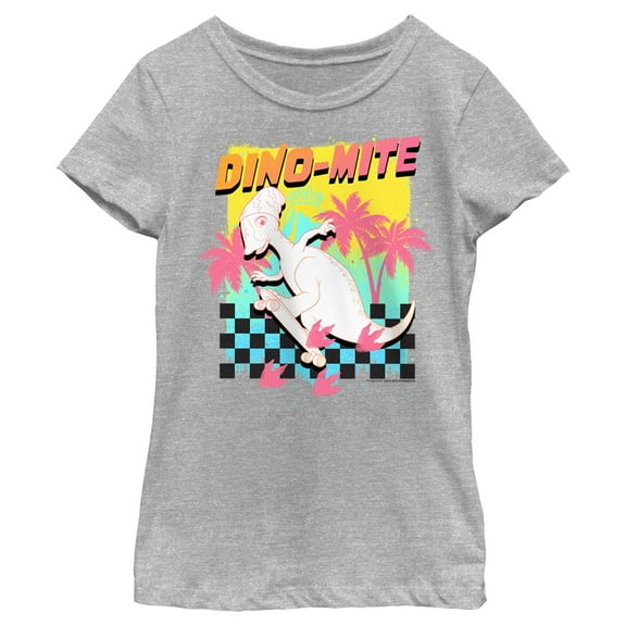 Girl's Ridley Jones Dino-Mite Skater  Graphic Tee Athletic Heather Small