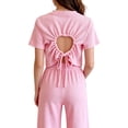thumbnail image 4 of Amidoa Girls 2 Piece Outfits Summer Clothes Short Sleeve Cute Solid Color T-Shirt and With Pockets Shorts Casual Kids Clothing Sets,Pink Size 5T, 4 of 8