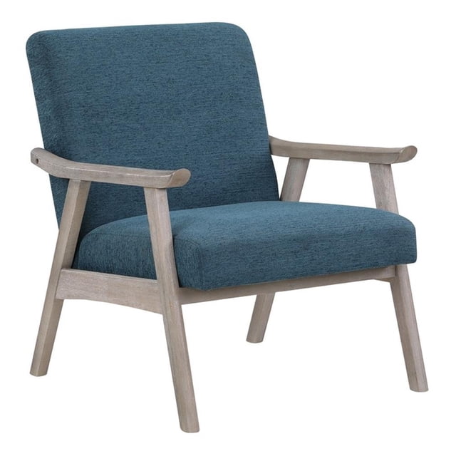 Weldon Armchair in Azure Blue Fabric with Brushed Grey Finished Frame