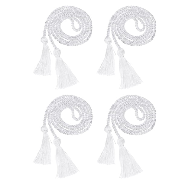 Uxcell 4 Pcs Cordones de Graduación, Cordones de Honor de Borlas de Graduación, Cordón de Honor de Graduación con Borla, Cordones Trenzados para la Costura de Toga de Licenciatura, Blanco