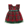thumbnail image 1 of TheFound Toddler Girl Christmas Dress Ruffle Sleeve Back Bow Plaid Dress, 1 of 9