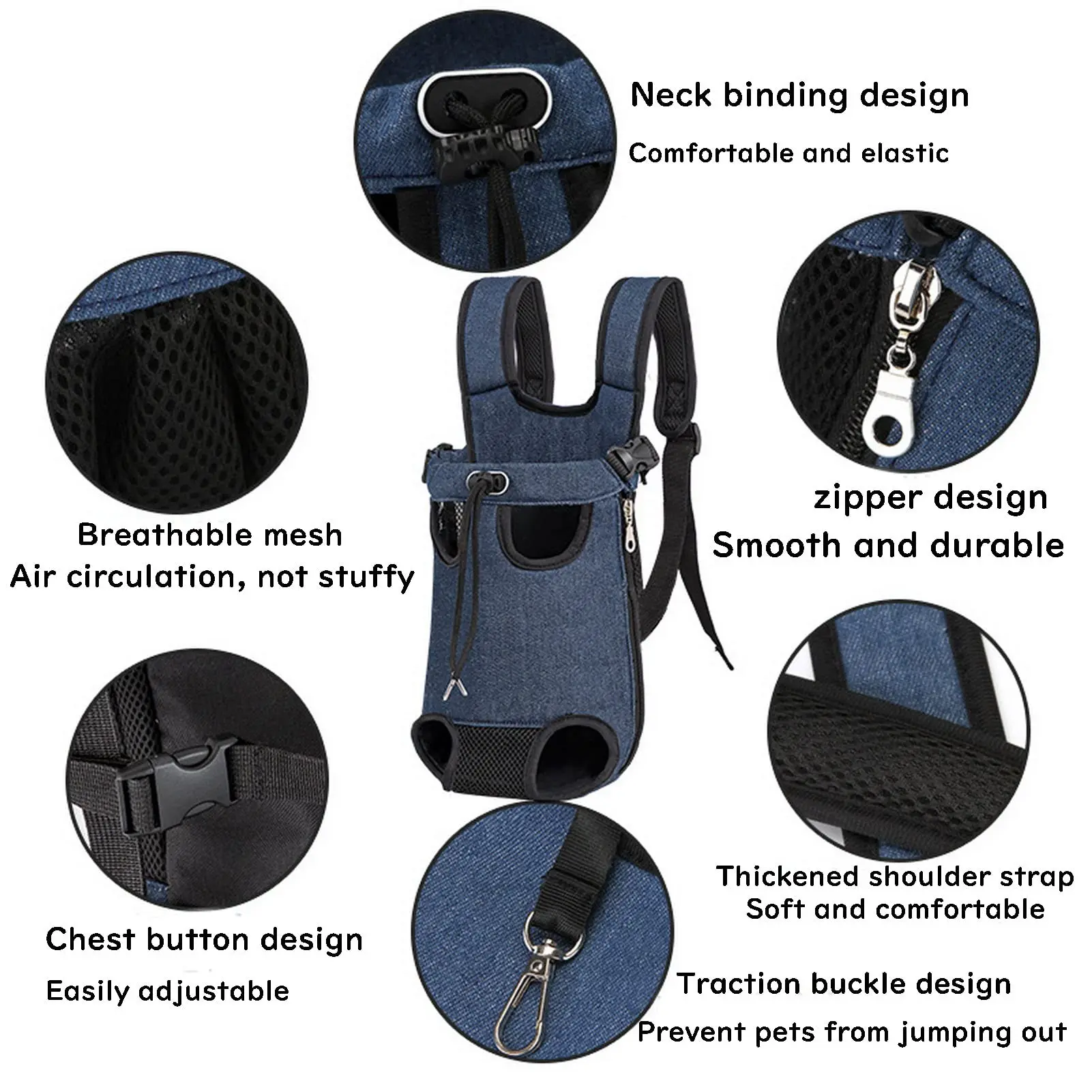 Pet Carrier Backpack, Adjustable Pet Front Cat Dog Carrier Backpack Travel Bag, Legs Out, Easy-Fit for Traveling Hiking Camping for Small Medium Dogs Cats Puppies