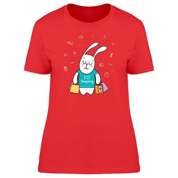 I Love Shopping Cute Bunny Tee Women's -Image by Shutterstock