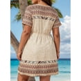thumbnail image 2 of Cuteduck Women’s V-Neck Short Sleeve Casual Midi Dress – Boho Print, Loose Fit Flowy A-Line Sundress – Summer Beach & Everyday 1X-5X, 2 of 7