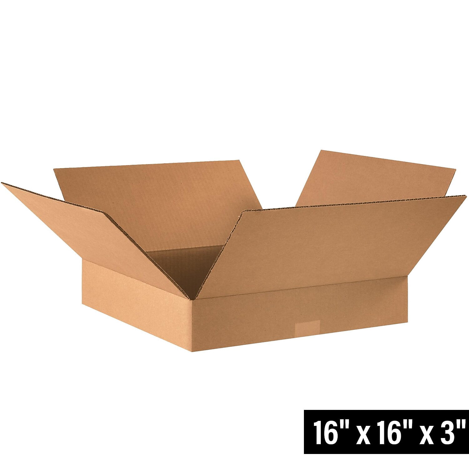 Box Partners Flat Corrugated Boxes 16" x 16" x 3" Kraft 25/Bundle 16163