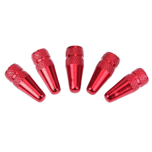 Tapas de válvula de alta presión de aluminio Presta para bicicleta, 5 uds., cubiertas antipolvo (rojo) Tmvgtek paseo en bicicleta
