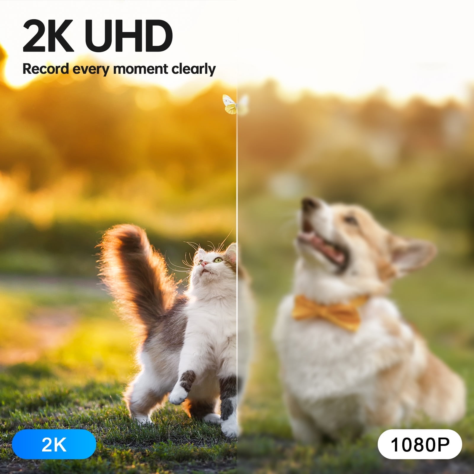 2PCS Security Camera Outdoor Wired, 2K Security Cameras for Home/Dome, 2.4G & 5GHz WiFi Surveillance Camera, Waterproof, Color Night Vision, Smart Alert