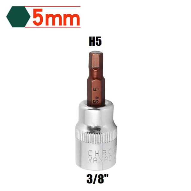 1Pcs 3/8Inch Screwdriver Bit Socket Kit Hex Screwdriver Bits H3-H10 Screwdriver Accessory for Torque Spanner Ratchet Wrench Tool H5