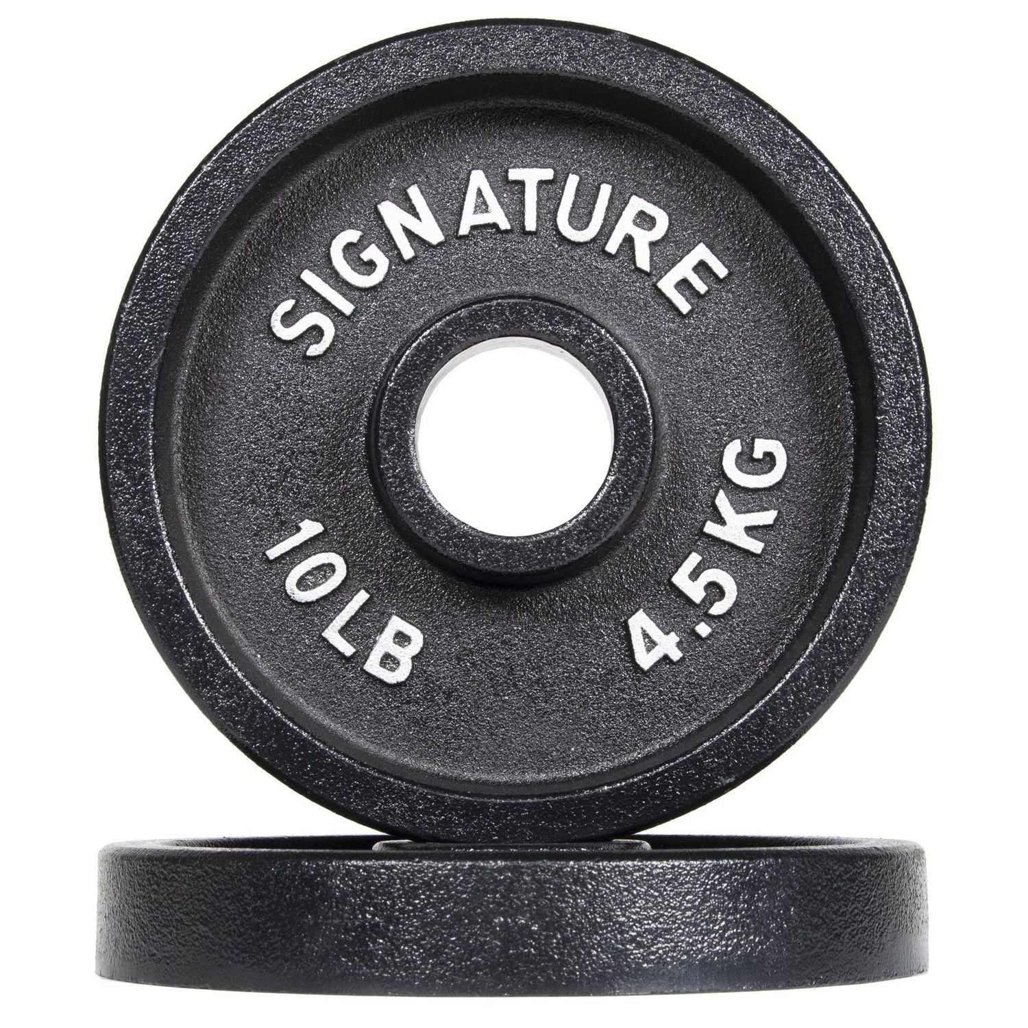 Signature Fitness Deep Dish 2 In. Olympic Cast Iron Weight Plates with E-Coating, Pair