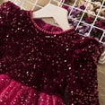 thumbnail image 5 of Wavsuf Girls Dresses Long Sleeve Sequins Tulle Red Princess Dress Size 120, 5 of 9