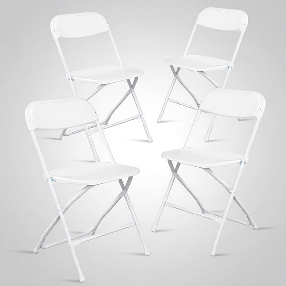 4 Pack White Plastic Folding Chairs Heavy Duty 350lbs Capacity Stackable Chairs for Indoor Outdoor Parties Weddings Events Banquet Picnic Camping Commercial Use 17.7x18.9x31.5in