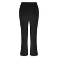 thumbnail image 4 of AOMPMSDX Pants For Women Ladies Pocket Solid Color Cotton Linen Fashion Drawstring Loose Casual Straight Leg Trousers Black Daily Trousers M, 4 of 8