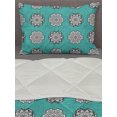 thumbnail image 3 of Blue Mandala Comforter & Sham Bedding Set, Medieval Floral Royal Pattern Symmetrical Motifs, 3 pcs Duvet Set Microfiber Filling Quilt, 5 Sizes, Turquoise Black, by Ambesonne, 3 of 4
