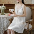 thumbnail image 4 of Defitshape Women's Cotton Chemise Nightgown V Neck Princess Vintage Sleep Dress Sexy Sleepwear Soft Sleeveless Loungewear White Small, 4 of 4