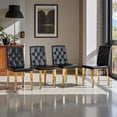 thumbnail image 2 of Tcbosik 4 Pack Upholstered Dining Chairs, PU Leather Side Chair with Metal Legs, Comfy Kitchen Chair, Easy Assembly, Black & Gold, 2 of 10