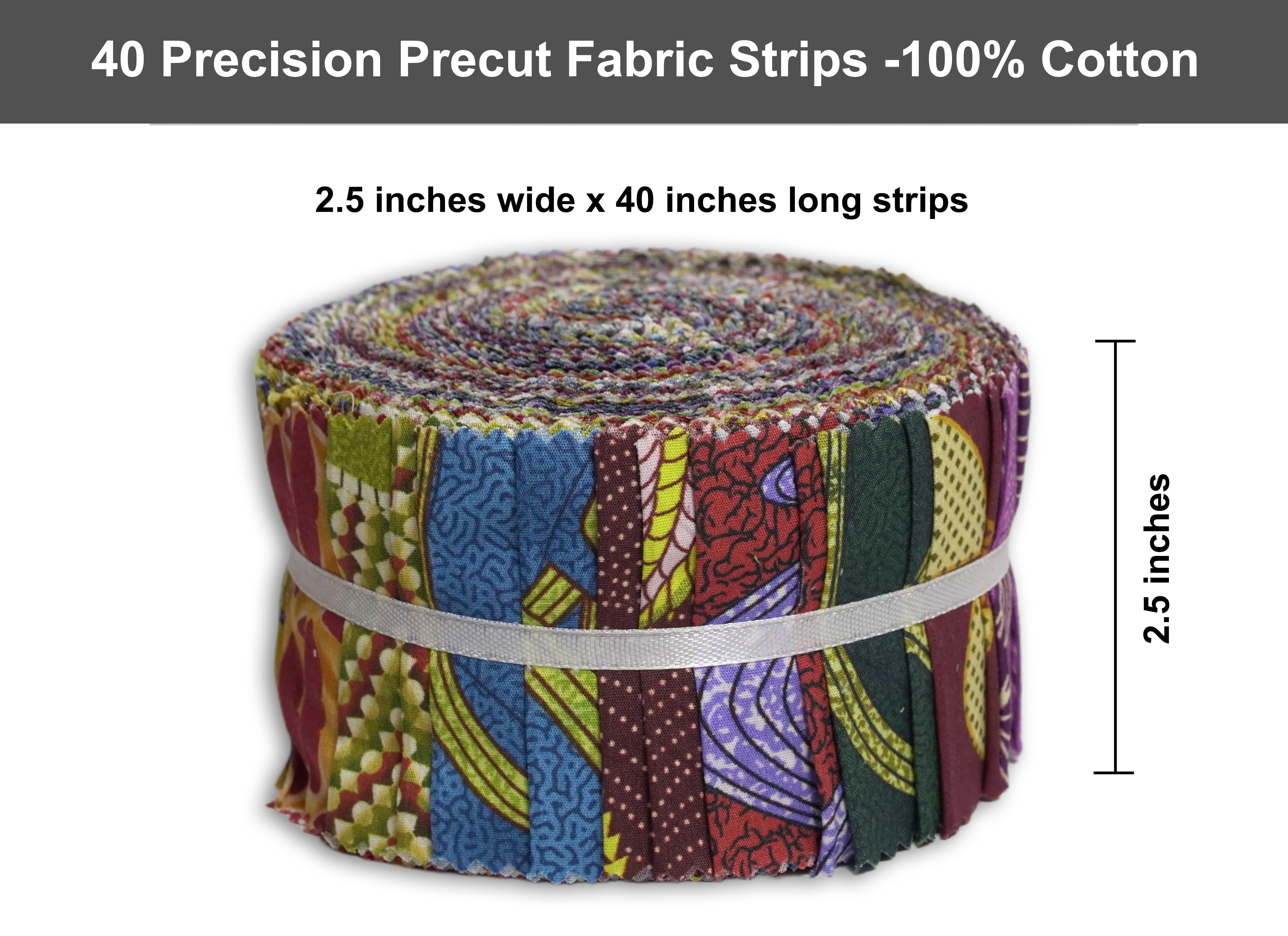Soimoi 40Pcs African Floral Print Precut Fabrics Strips Roll Up 2.5x42inches Cotton Jelly Rolls for Quilting