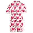 thumbnail image 3 of miqiqism Women Sleepwear Sets Lapel Neck Botton Front Tshirts and Shorts Lady Fashion Heart Pjs Lounge Sets Sleepwear Loungewear,05_Red,Small, 3 of 6