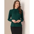 thumbnail image 4 of DARING DIVA Chiffon Blouse for Women's Long Sleeve Work Shirt L Dark Green, 4 of 6