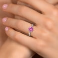 thumbnail image 4 of Gem Stone King 10K White Gold Pink Created Sapphire and Lab Grown Diamond Engagement Ring for Women | 1.86 Cttw | Round 7MM | Gemstone September Birthstone | Size 7, 4 of 6