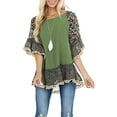 thumbnail image 2 of aturustex Women Top 3/4 Sleeve Floral Boho Patchwork Tunic Blouse Causal Loose Tunic T-Shirt Fall, 2 of 6
