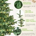 thumbnail image 2 of Artificial Christmas Tree, 8ft Pre-Lit Christmas Tree with 500 Warm White LED Lights, 1307 PE+PVC Tips, Realistic Layered Look, Unique Wooden Base - Full Artificial Holiday Tree for Home Decor, 2 of 11