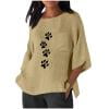 thumbnail image 7 of Gamivast Womens Tops Tees & Blouses Paw Print Loose Fit Boat Neck 3/4 Sleeve Tops Casual Tops Pocket Texture Summer Daily Vacation Outfits, 7 of 7