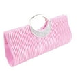 thumbnail image 2 of Porfeet Women Luxury Rhinestone Satin Pleated Evening Bag Party Clutch Purse Handbag,Pink, 2 of 10