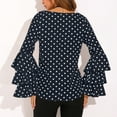 thumbnail image 5 of Baqcunre Long Sleeve Shirts For Women Womens O Neck Bell Sleeve Loose Polka Dot Shirt Ladies Casual Blouse Tops Womens Fall Tops Womens Blouses Navy XL, 5 of 6