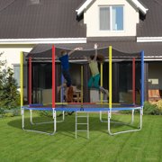 Gymax 12FT Trampoline Spring Cover w/Split Design Waterproof Surface EPE Foam Padding Multicolor